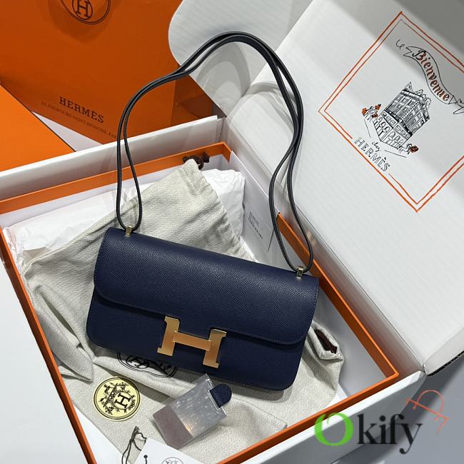 Okify Hermes Constance Elan Bag Dark Blue 24x12x4cm - 1