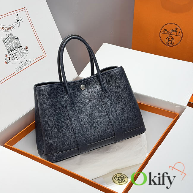 Okify Hermes Garden Party Bag Dark Blue 30cm - 1