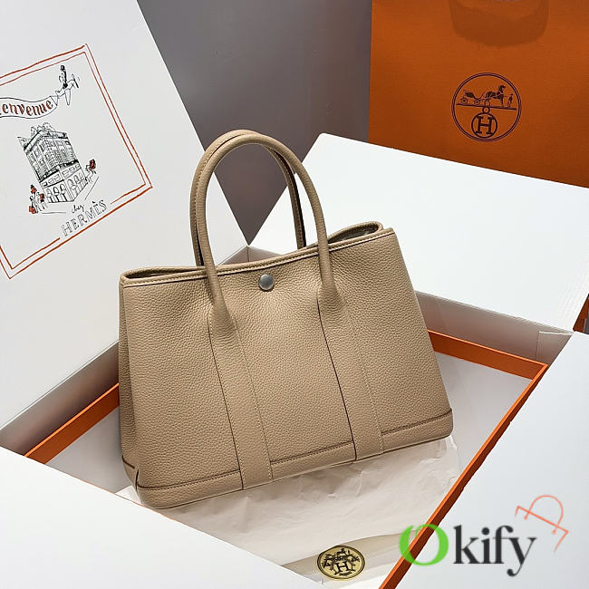 Okify Hermes Garden Party Bag Beige 30cm - 1