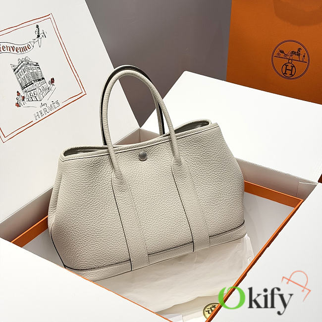 Okify Hermes Garden Party Bag White 30cm - 1