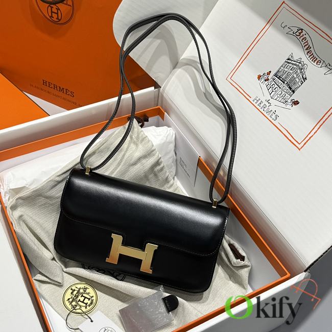 Okify Hermes Constance Elan Bag Black Gold Hardware 24x12x4cm - 1