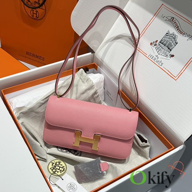 Okify Hermes Constance Elan Bag Pink Gold Hardware 24x12x4cm - 1