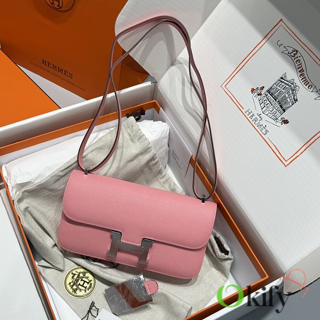 Okify Hermes Constance Elan Bag Pink Silver Hardware 24x12x4cm - 1