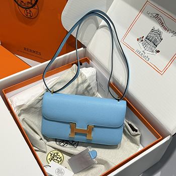 Okify Hermes Constance Elan Bag Blue Gold Hardware 24x12x4cm