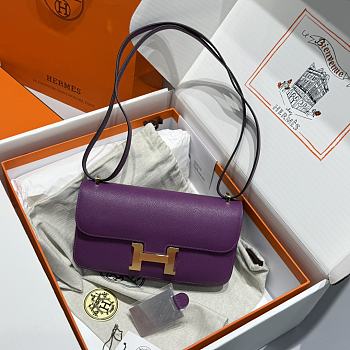 Okify Hermes Constance Elan Bag Purple Gold Hardware 24x12x4cm