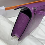 Okify Hermes Constance Elan Bag Purple Silver Hardware 24x12x4cm - 6