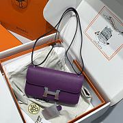 Okify Hermes Constance Elan Bag Purple Silver Hardware 24x12x4cm - 1