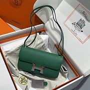Okify Hermes Constance Elan Bag Dark Green Silver Hardware 24x12x4cm - 1