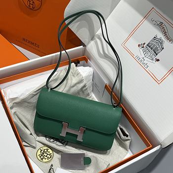 Okify Hermes Constance Elan Bag Dark Green Silver Hardware 24x12x4cm