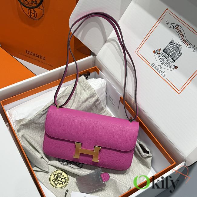 Okify Hermes Constance Elan Bag Pink Magnolia Gold Hardware 24x12x4cm - 1