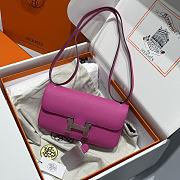 Okify Hermes Constance Elan Bag Pink Magnolia Silver Hardware 24x12x4cm - 1