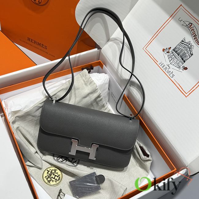 Okify Hermes Constance Elan Bag Gray Silver Hardware 24x12x4cm - 1