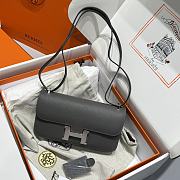 Okify Hermes Constance Elan Bag Gray Silver Hardware 24x12x4cm - 1
