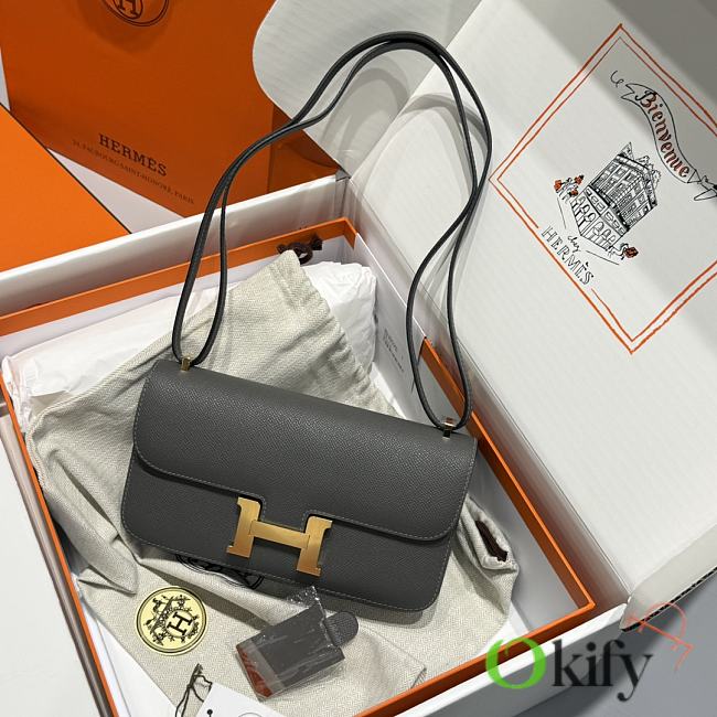 Okify Hermes Constance Elan Bag Gray Gold Hardware 24x12x4cm - 1