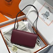 Okify Hermes Constance Elan Bag Red Burgundy Silver Hardware 24x12x4cm - 3