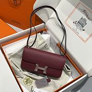 Okify Hermes Constance Elan Bag Red Burgundy Silver Hardware 24x12x4cm - 1