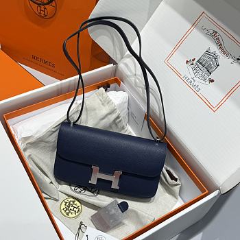 Okify Hermes Constance Elan Bag Dark Blue Silver Hardware 24x12x4cm