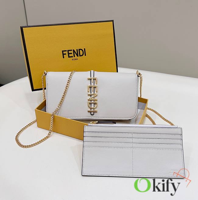 Okify Fendi Fendigraphy Wallet On Chain Bag White 21x11x4cm - 1
