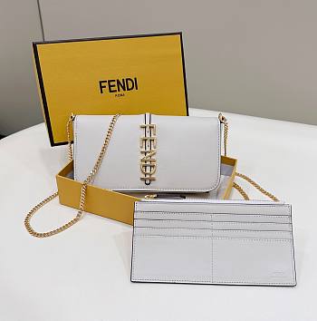 Okify Fendi Fendigraphy Wallet On Chain Bag White 21x11x4cm