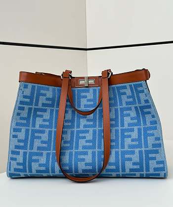 Okify Fendi Peekaboo X-Tote Bag Blue Canvas FF 41x28x16cm