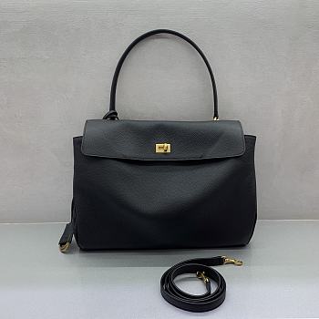 Okify Balenciaga Rodeo Medium Bag Black Lychee Gold Hardware 35x23x11cm