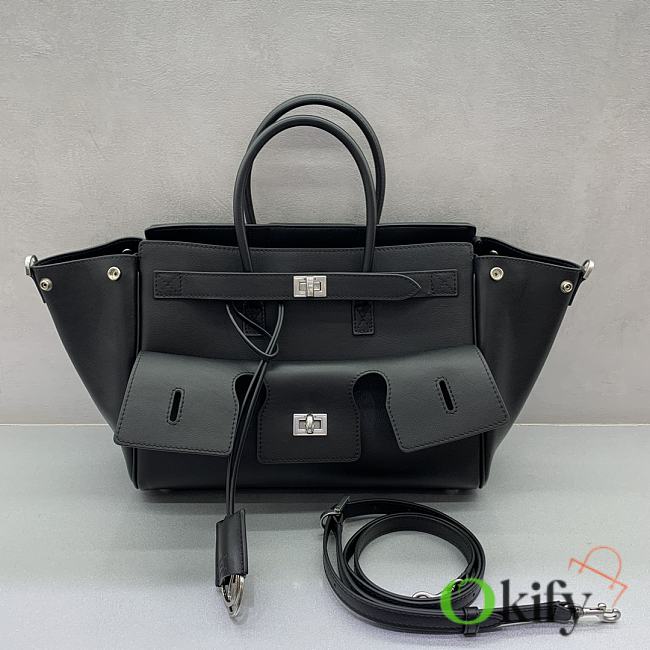 Okify Balenciaga Bel Air Small Bag Black Silver Hardware 30x24x10cm - 1