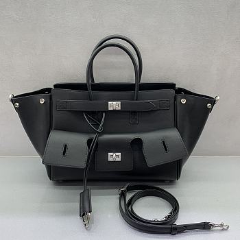Okify Balenciaga Bel Air Small Bag Black Silver Hardware 30x24x10cm
