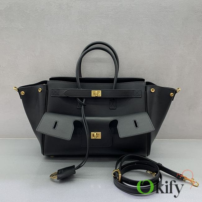 Okify Balenciaga Bel Air Small Bag Black Gold Hardware 30x24x10cm - 1