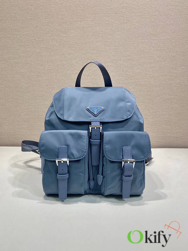 Okify Prada Small Re-Nylon Blue Backpack 1BZ677 28x23.5x12cm - 1
