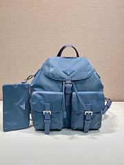 Okify Prada Medium Re-Nylon Blue Backpack With Pouch 1BZ811 32x30x15cm - 1