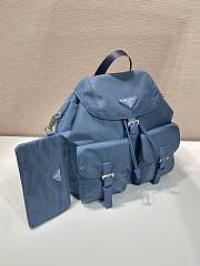 Okify Prada Medium Re-Nylon Blue Backpack With Pouch 1BZ811 32x30x15cm - 5