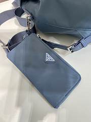 Okify Prada Medium Re-Nylon Blue Backpack With Pouch 1BZ811 32x30x15cm - 2