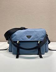 Okify Prada Explore Re-Nylon And Leather Bag Blue 42x22x20cm - 4