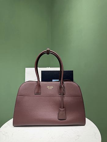 Okify Prada Large Leather Tote Bag Red Burgundy 1BG571 38x24.5x18cm