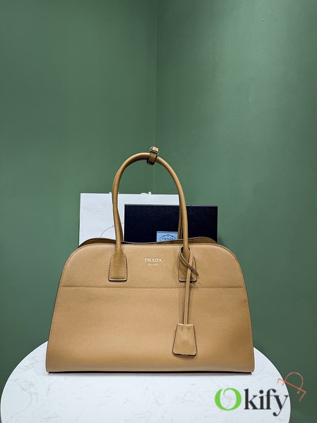 Okify Prada Large Leather Tote Bag Brown 1BG571 38x24.5x18cm - 1