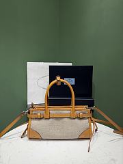 Okify Prada Bonnie Small Bag Linen And Yellow Leather 1BA486 23.5x12x9cm - 4