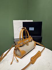 Okify Prada Bonnie Small Bag Linen And Yellow Leather 1BA486 23.5x12x9cm - 2