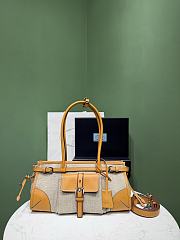 Okify Prada Bonnie Medium Bag Linen And Yellow Leather 1BA426 32x15.5x12cm - 1