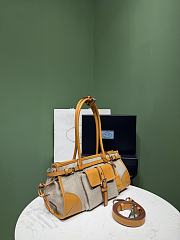 Okify Prada Bonnie Medium Bag Linen And Yellow Leather 1BA426 32x15.5x12cm - 6