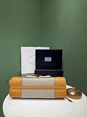 Okify Prada Bonnie Medium Bag Linen And Yellow Leather 1BA426 32x15.5x12cm - 5