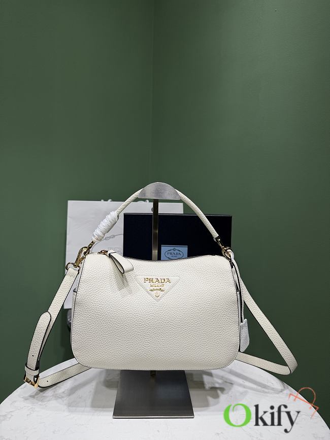 Okify Prada Small Leather Bag White 1BC277 25x15x11cm - 1