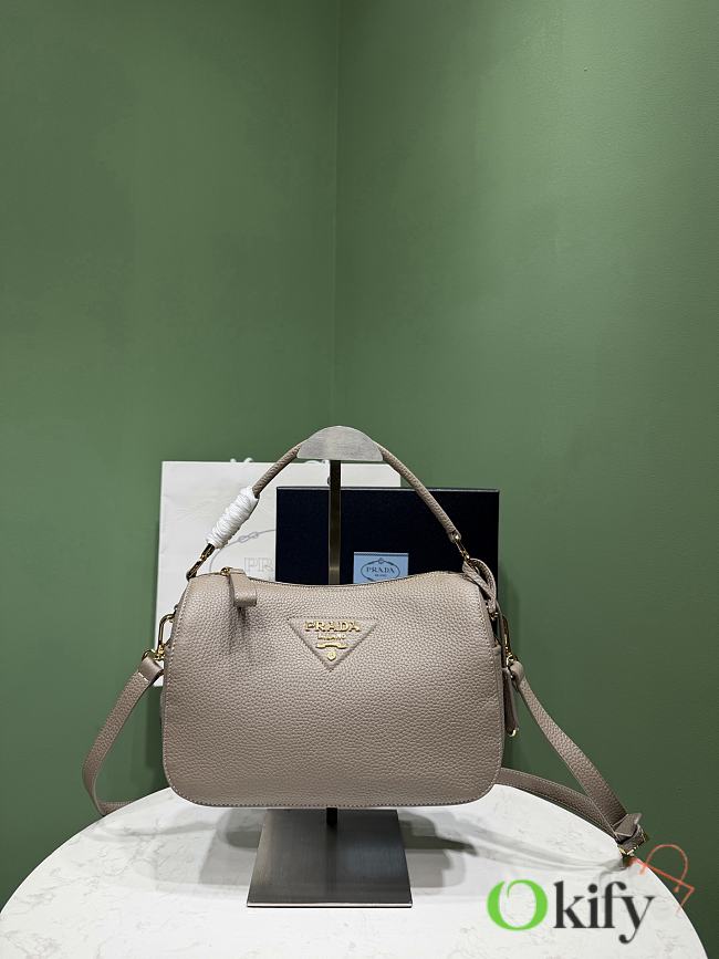 Okify Prada Small Leather Bag Gray 1BC277 25x15x11cm - 1