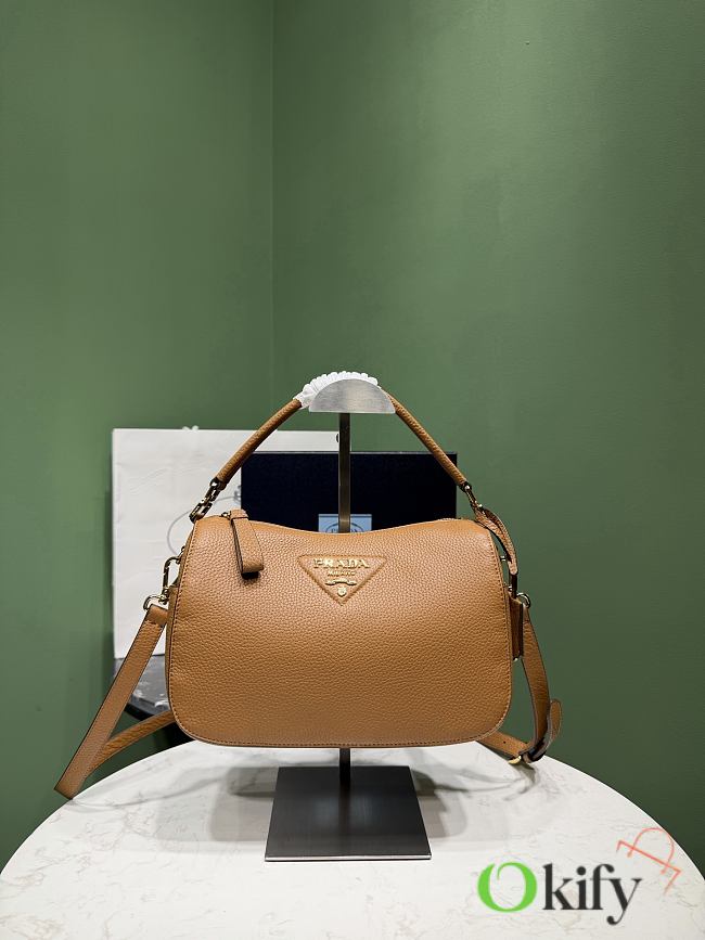 Okify Prada Small Leather Bag Brown 1BC277 25x15x11cm - 1