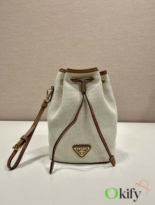 Okify Prada Canvas And Brown Leather Pouch 1NS069 20x13.5x9cm - 1