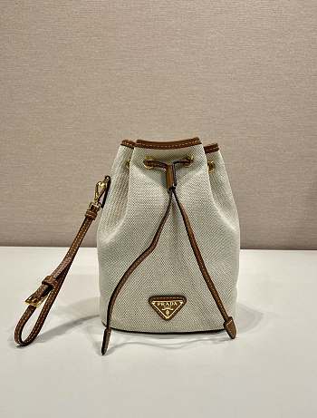 Okify Prada Canvas And Brown Leather Pouch 1NS069 20x13.5x9cm