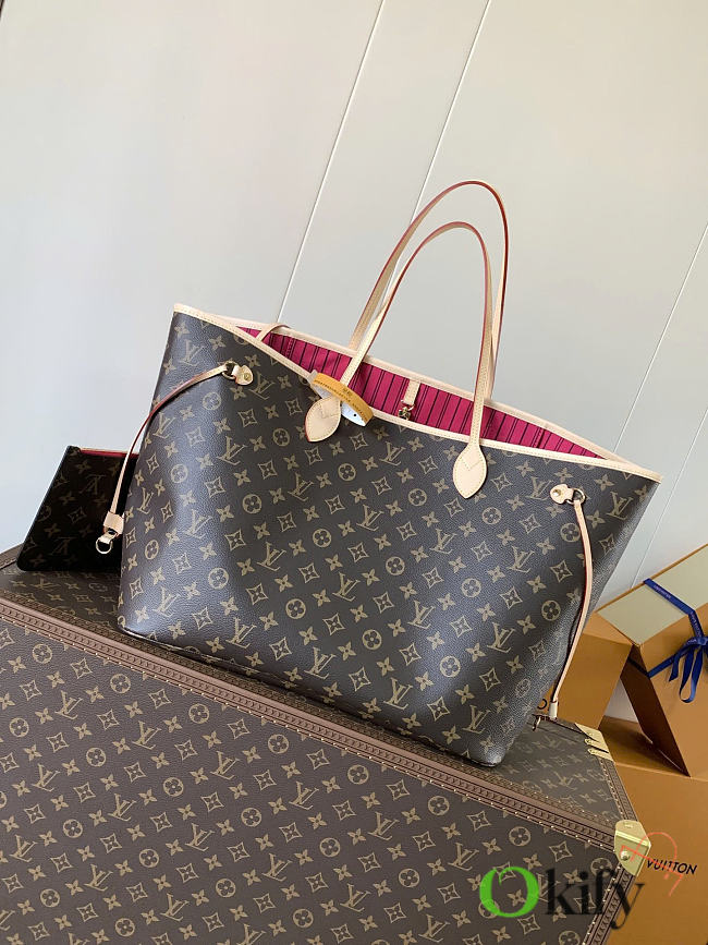 Okify Louis Vuitton Neverfull GM Bag Rose Pink Inside 40x32x19cm - 1