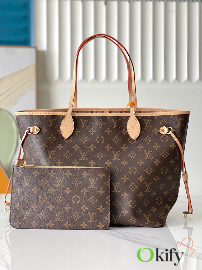 Okify Louis Vuitton Neverfull MM Monogram Bag Brown Brown Inside M40995 31x28x14cm - 1