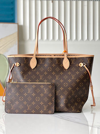 Okify Louis Vuitton Neverfull MM Monogram Bag Brown Brown Inside M40995 31x28x14cm