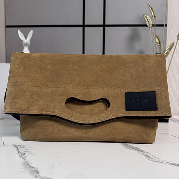 Okify Loewe Bob Folded Tote Bag Dark Brown Suede 47.5x38x9.5cm