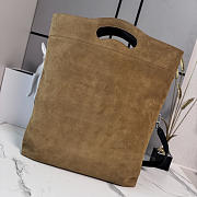 Okify Loewe Bob Folded Tote Bag Dark Brown Suede 47.5x38x9.5cm - 2